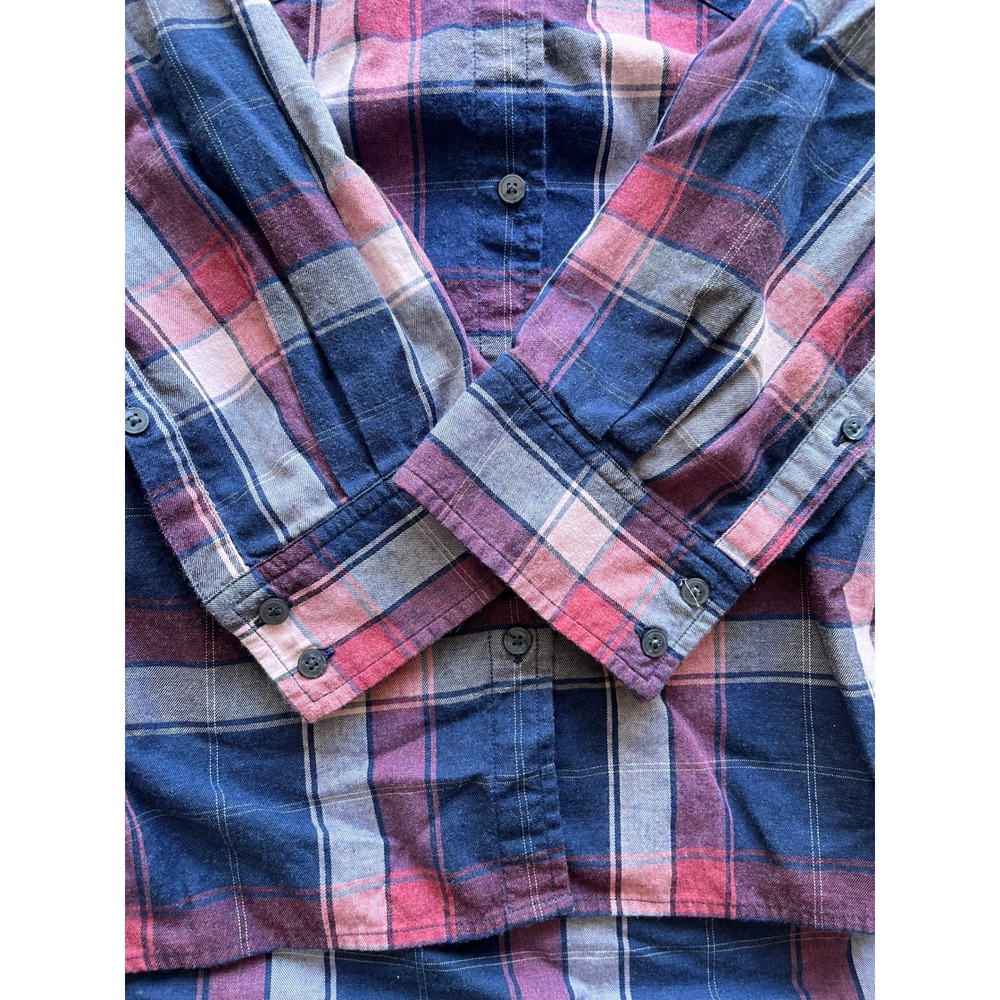 UNTUCKit Western Casual Pink & Blue Plaid Cotton Button Up Shirt Blouse Sz 18 - Picture 2 of 9